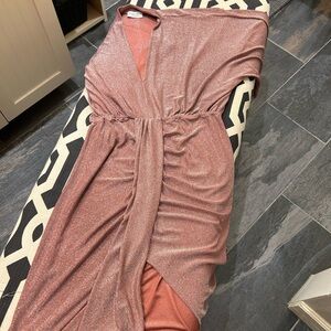 Baltic Born Ciara Ruched Midi in Mauve Shimmer nwot